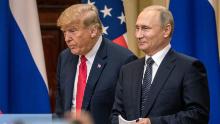 HELSINKI, FINLAND - JULY 16:  U.S. President Donald Trump (L) and Russian President Vladimir Putin arrive to waiting media during a joint press conference after their summit on July 16, 2018 in Helsinki, Finland. The two leaders met one-on-one and discussed a range of issues including the 2016 U.S Election collusion.  (Photo by Chris McGrath/Getty Images)