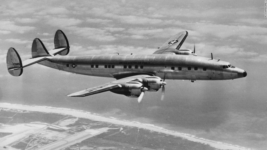 This is the first flight photo of the Columbine III, the US Air Force Lockheed Super Constellation used by President Dwight D. Eisenhower, on Nov. 26, 1954. 