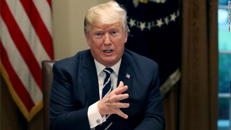 WASHINGTON, DC - JULY 17: U.S. President Donald Trump talks about his meeting with Russian President Vladimir Putin, during a meeting with House Republicans in the Cabinet Room of the White House on July 17, 2018 in Washington, DC. Following a diplomatic summit in Helsinki, Trump faced harsh criticism after a press conference with Putin where he would not say whether he believed Russia meddled with the 2016 presidential election. (Photo by Mark Wilson/Getty Images)