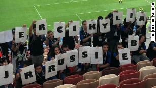 The pupils from school Jean Renoir in Russia. They went to watch France vs. Denmark and Morocco vs. Portugal.