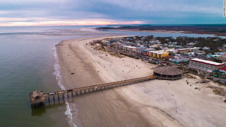 Tybee Island in a 2018 photograph. The beach is located near Savannah, Georgia. 