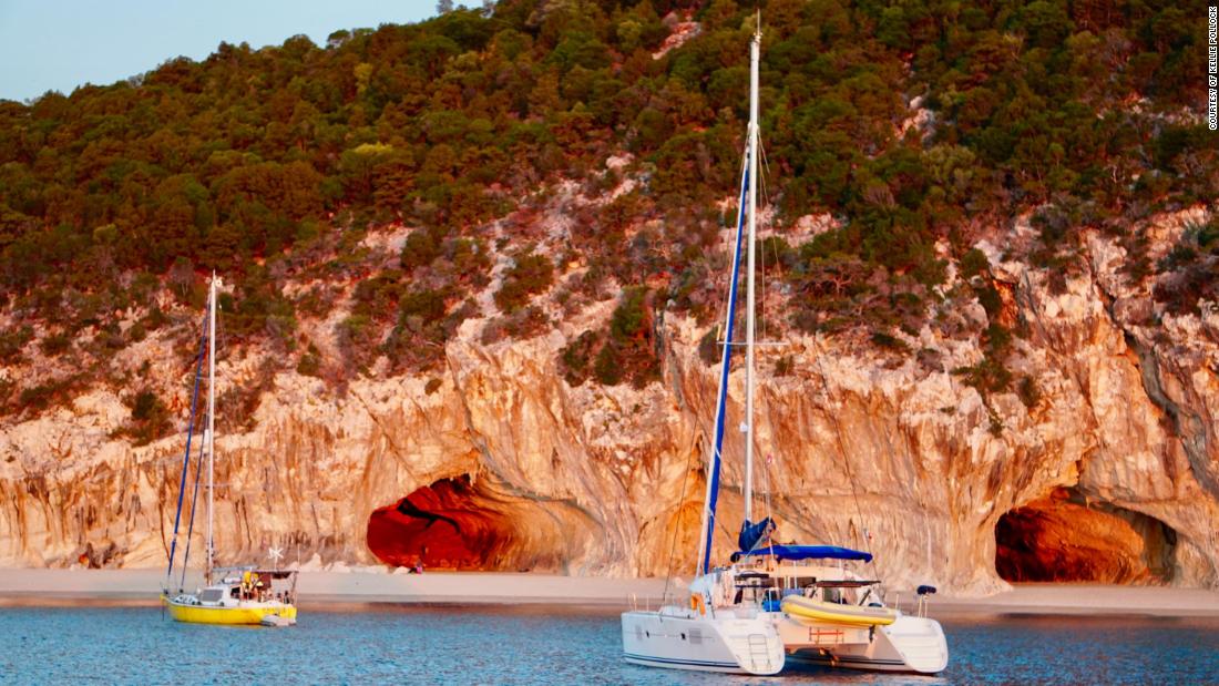 The anchorage in Sardinia, famous for the caves that stretch along the coastline of the Gulf of Orosei on the Island&#39;s east.