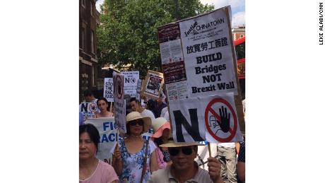 Protesters march from London&#39;s Chinatown to the Home Office in Westminster. 