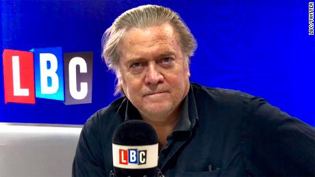Steve Bannon appeared on Nigel Farage&#39;s show on LBC radio in London.