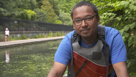 Dhruv Boruah on Regent&#39;s Canal in London.