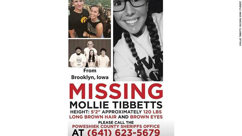 The poster distributed asking for information about Mollie Tibbitts' disappearance.