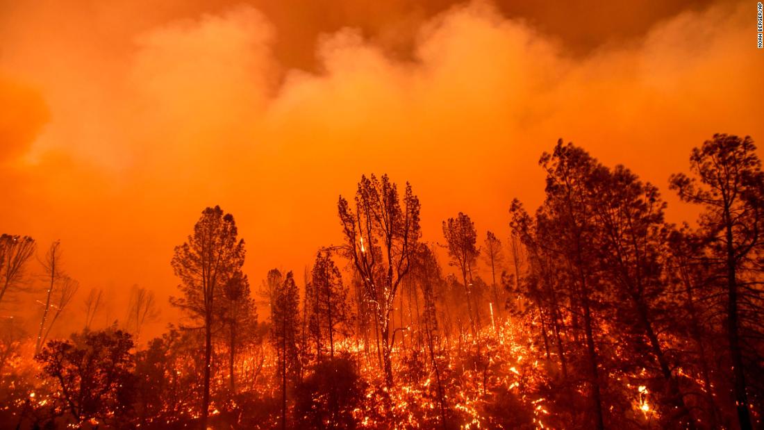 The Carr Fire burns along Highway 299 on July 26.