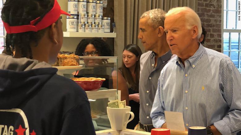 Image result for There was an Obama-Biden reunion at a DC bakery