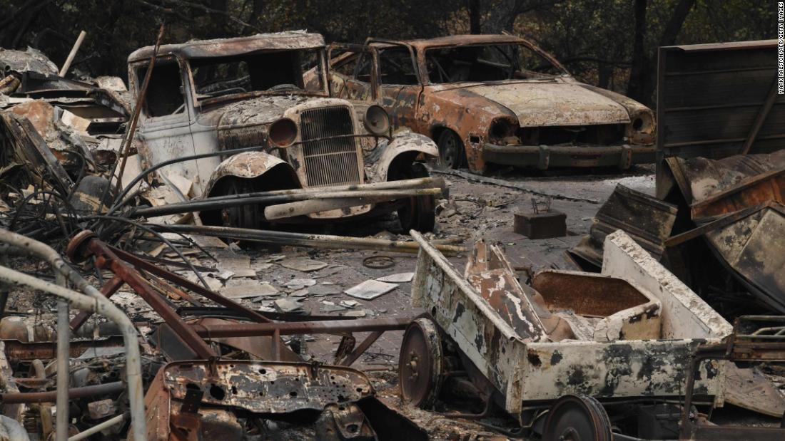 Antique cars sit ruined this week in the Keswick neighborhood of Shasta County near Redding. 