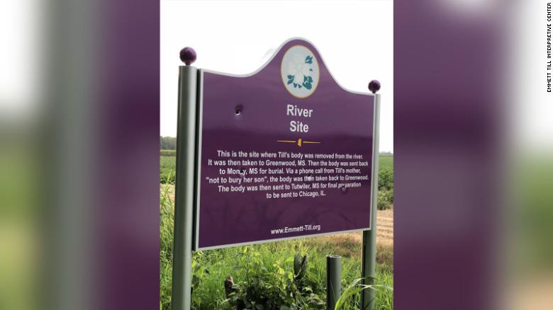 Emmett Till's memorial sign was shot again