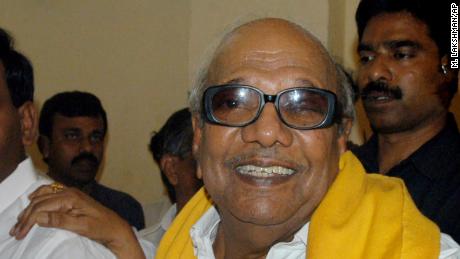 Muthuvel Karunanidhi, pictured in 2006, died Tuesday at the age of 94. 