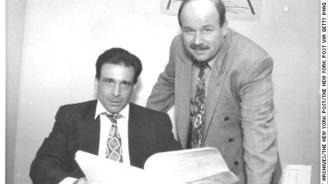 Brooklyn detectives Louis N. Scarcella, left, and Stephen W. Chmil at the Brooklyn D.A. office on April 19, 1994.