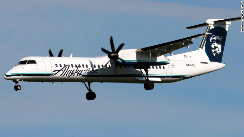 The plane was a Bombardier Q400, like this Horizon Air plane shown in May 2017. Horizon Air is a sister carrier to Alaska Airlines. 