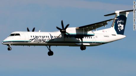 The plane was a Bombardier Q400, like this Horizon Air plane shown in May 2017. Horizon Air is a sister carrier to Alaska Airlines. 