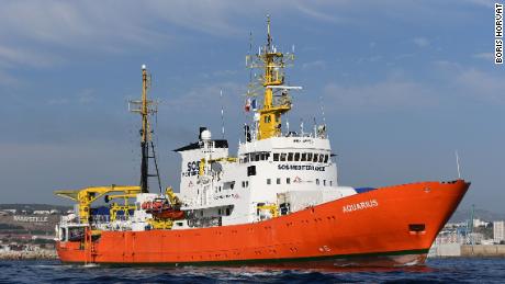 The rescue ship Aquarius is one of several NGO vessels that could be affected by the decree. 