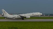 A U.S. Navy P-8A Poseidon takes off  Aug. 10, 2018, from Kadena Air Base, Japan.