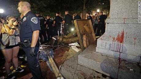 UNC protesters knock down Silent Sam Confederate statue