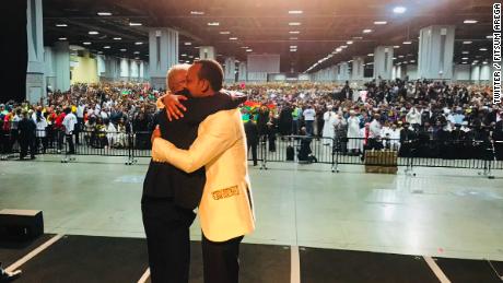 Abiy in an embrace during his American tour.