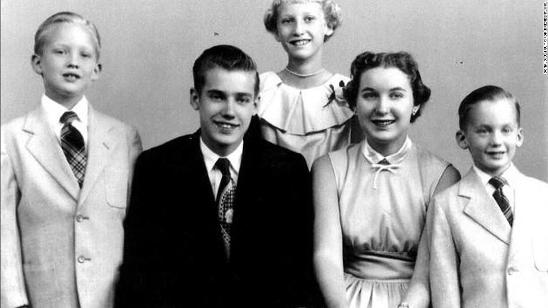 Trump, left, in a family photo. He was the second-youngest of five children.