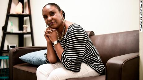 Felicia sits in the Zen room at the suicide call center in Georgia.