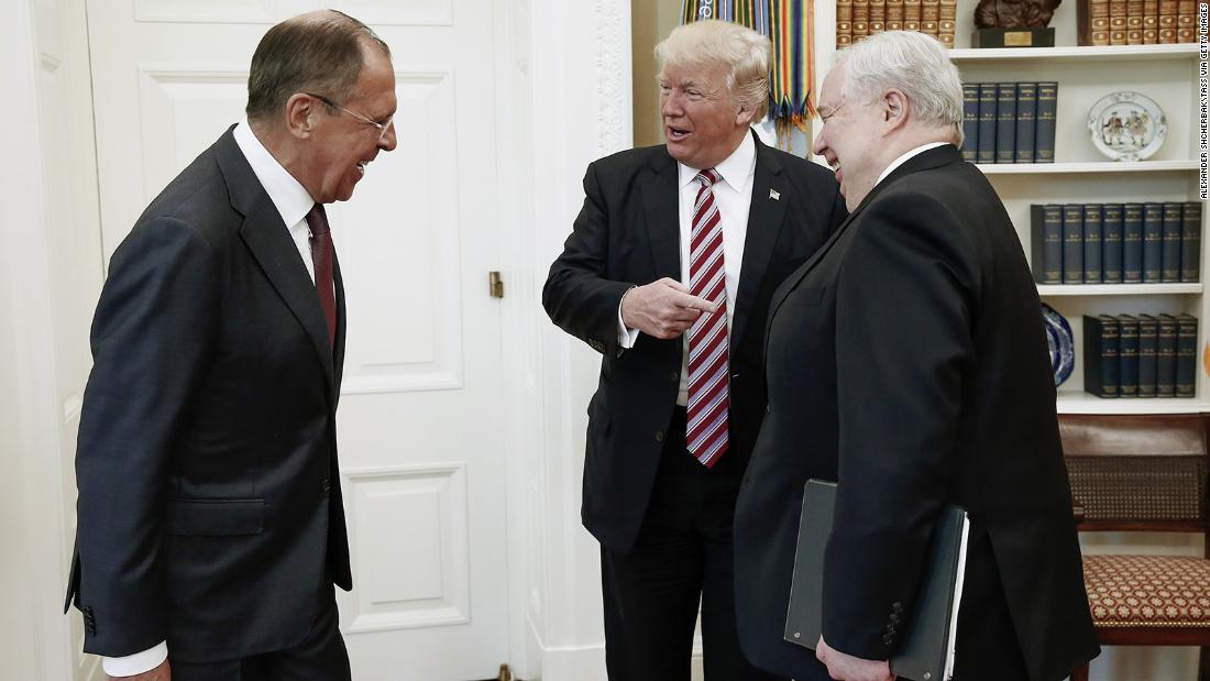 Trump points at Sergey Kislyak, Russia&#39;s ambassador to the United States, while hosting Kislyak and Russian Foreign Minister Sergey Lavrov, left, at the White House in May 2017. &lt;a href=&quot;http://www.cnn.com/2017/05/10/politics/trump-lavrov-tillerson-meeting/index.html&quot; target=&quot;_blank&quot;&gt;The meeting with Lavrov&lt;/a&gt; was the highest-level encounter between the US administration and Moscow since Trump&#39;s inauguration.