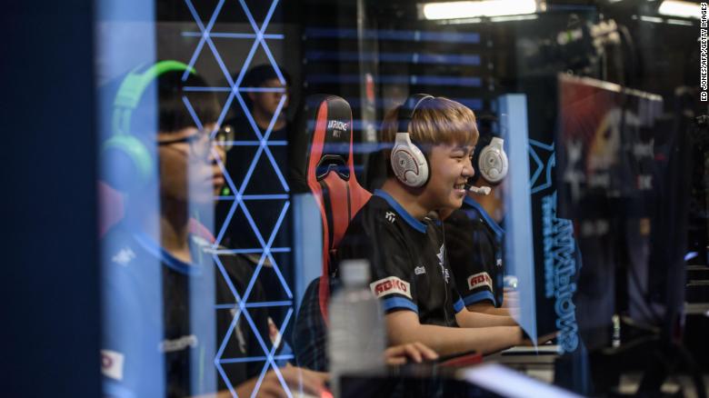 Members of professional eSports team &#39;Afreeca Freaks&#39; prepare to compete in a 2018 &#39;League of Legends&#39; competition in Seoul.