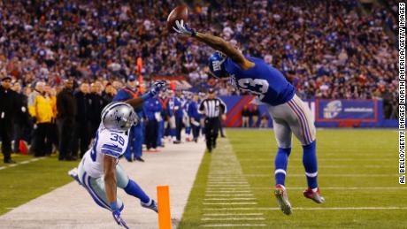 Beckham turned heads with this touchdown in the second quarter against the Dallas Cowboys at MetLife Stadium on November 23, 2014.