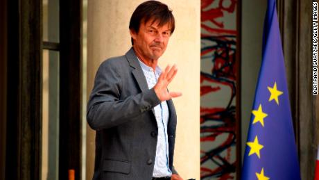 French Environment Minister Nicolas Hulot leaves the Élysée palace after the weekly cabinet meeting on August 22 in Paris.