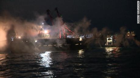 Smoke bombs and rocks were thrown as French and British boats clashed on Tuesday.