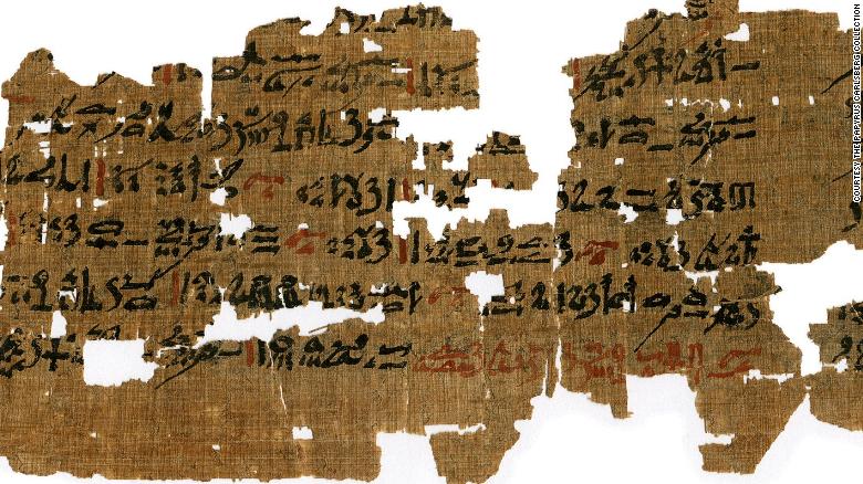 This papyrus, from c. 1500-1400 BC, is inscribed with                remedies for eye diseases