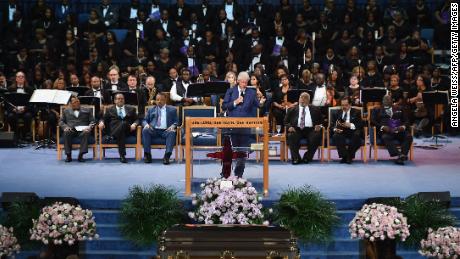 Ex-President Bill Clinton professes his admiration for Franklin at Friday's service in Detroit.