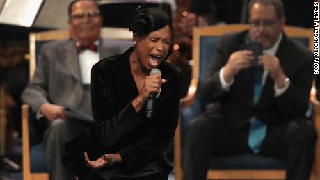 DETROIT, MI - AUGUST 31:  Jennifer Hudson performs at the funeral for Aretha Franklin at the Greater Grace Temple on August 31, 2018 in Detroit, Michigan. Franklin, 76, died at her home in Detroit on August 16.  (Photo by Scott Olson/Getty Images)