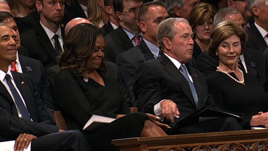 Watch Moment Between Bush Michelle Obama Cnn Video