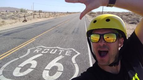 Ben Hammond, dancing along the iconic Route 66.