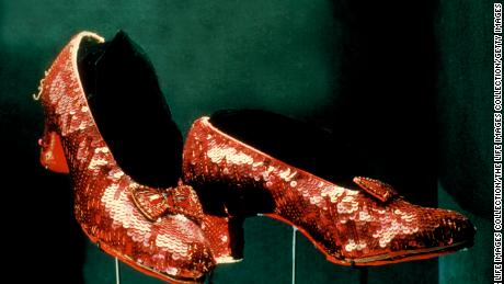 UNITED STATES - JANUARY 01:  red ruby shoes worn by Judy Garland as Dorothy in &quot;The Wizard of Oz&quot; on display at Smithsonian Museum.  (Photo by Henry Groskinsky/The LIFE Images Collection/Getty Images)