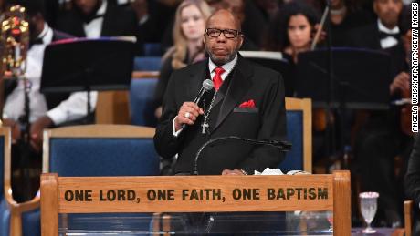 Rev. Jasper Williams Jr. at Aretha Franklin's funeral.