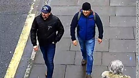 LONDON, ENGLAND - SEPTEMBER 05: (EDITORS NOTE: Alternative crop of image 1027065702.) In this handout photo issued by the Metropolitan Police, Salisbury Novichok poisoning suspects Alexander Petrov and Ruslan Boshirov are shown on CCTV on Fisherton Road, Salisbury at 13:05hrs on 04 March 2018, released on September 05, 2018 in London, England. Two Russian nationals using the names Alexander Petrov and Ruslan Boshirov have been named as suspects in the attempted murder of former Russian spy Sergei Skripal and his daughter Yulia March, 2018. (Photo by Metropolitan Police via Getty Images)