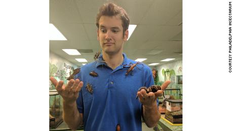 Owner John Cambridge with some of the Insectarium&#39;s live specimens.