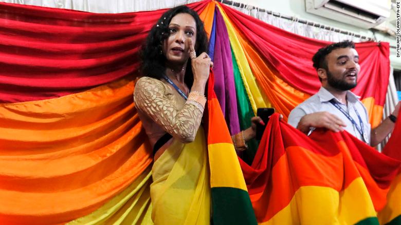 Supporters in Mumbai react to the Supreme Court ruling that gay sex is no longer a criminal offense. 