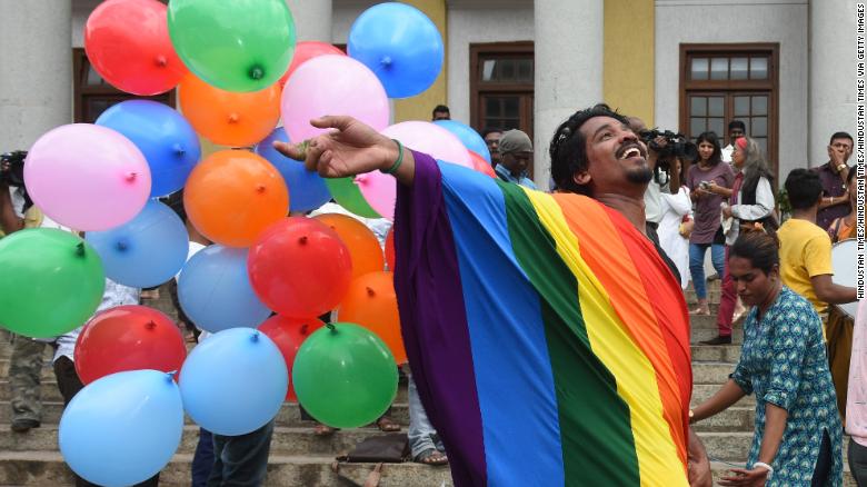 LGBT activists celebrate after the verdict by Supreme Court of India which stuck down on the British-era section 377 of the penal code that penalized people for their sexual orientation and ordered that gay sex among consenting adults is not an offence.