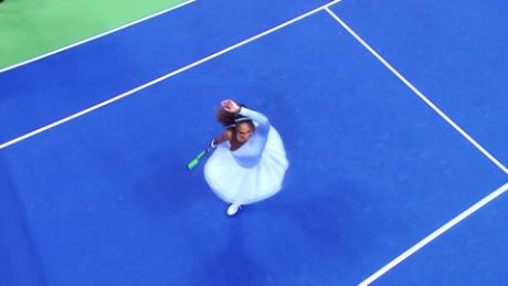 Williams seen on court during her semifinal win over Anastasia Sevastova.
