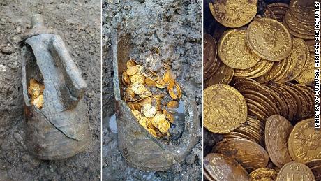 Hundreds of Roman gold coins found in basement of old theater