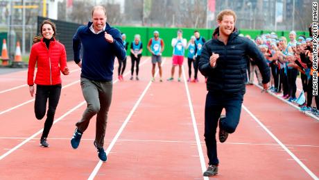 Prince Harry and the Duke and Duchess of Cambridge competed in a race to promote the &quot;Heads Together&quot; campaign in 2017.