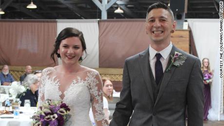 Brittany and Ryan Coleman on their wedding day in February.