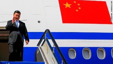 Chinese President Xi Jinping gestures as he arrived at Vladivostok, Russia, to attend the Eastern Economic Forum, Tuesday.