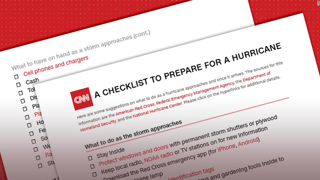 A checklist of what to do -- and pack -- when a hurricane's coming
