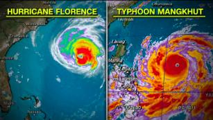Satellite images from Wednesday show the comparative sizes of Florence and Mangkhut.