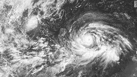 A satellite view of Super Typhoon Mangkhut as it approaches the Philippines on September 13, 2018.