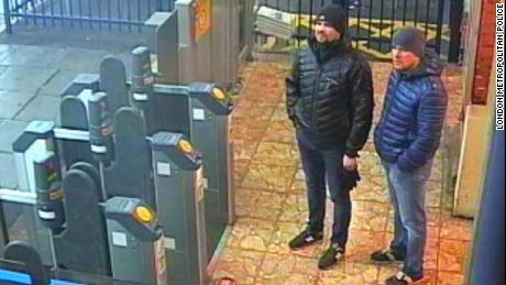 A CCTV screengrab shows Alexander Petrov and Ruslan Boshirov at Salisbury's train station, according to London's Metropolitan Police.