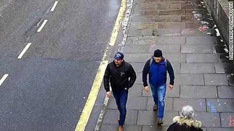 A CCTV screengrab shows Alexander Petrov and Ruslan Boshirov on a Salisbury street, according to London's Metropolitan Police.